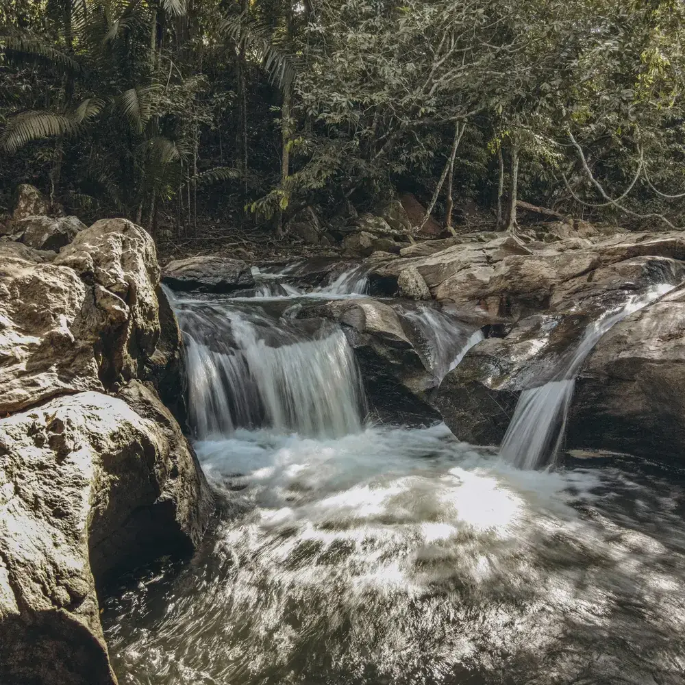 River waterfalls between the rocks
