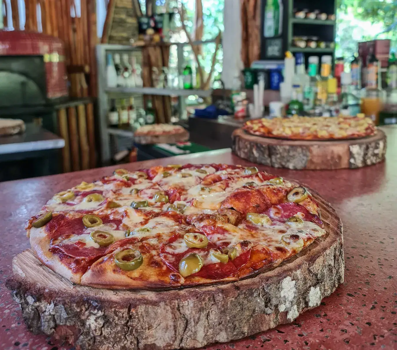 Pizza from the restaurant's wood-fired oven
