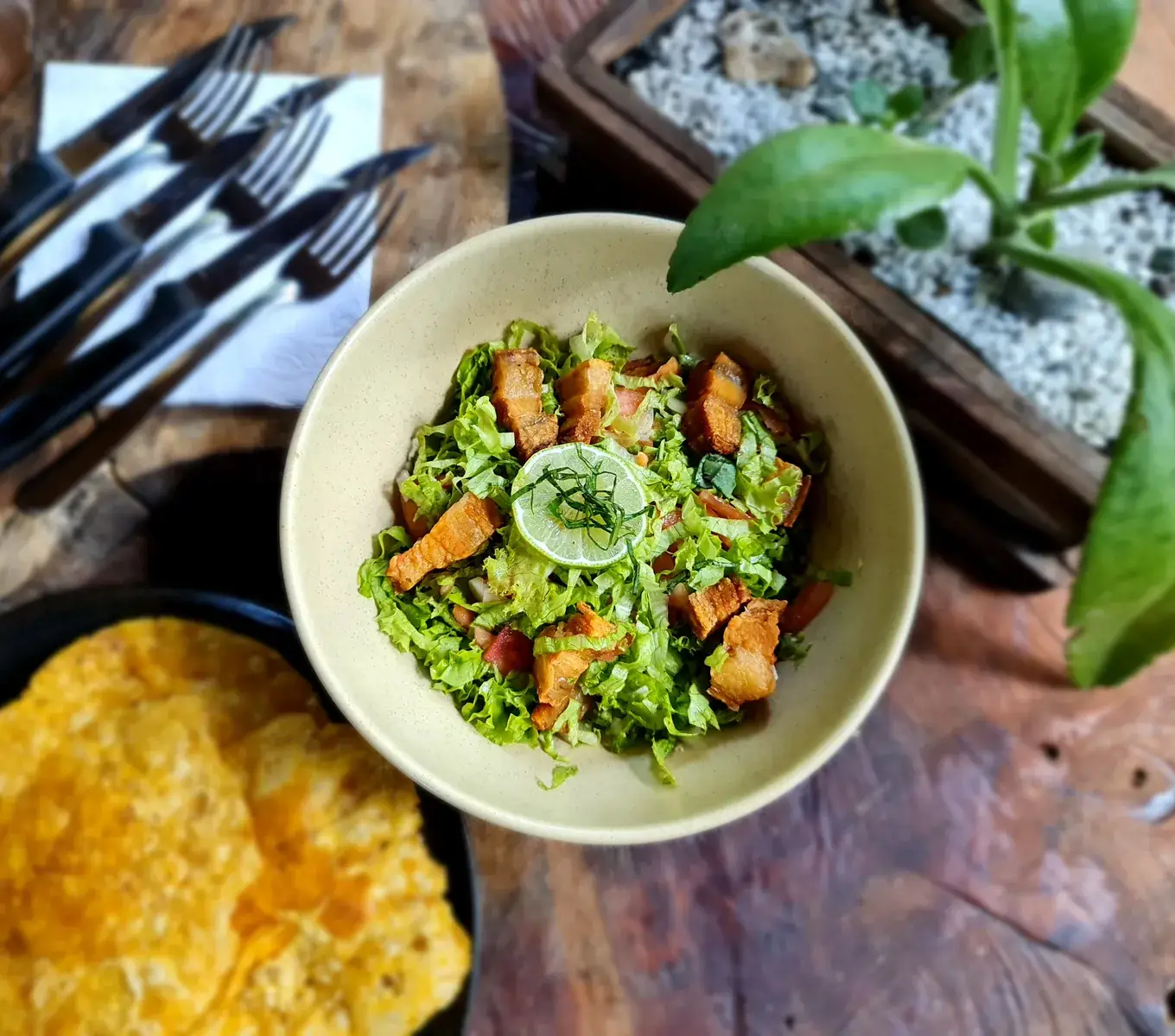 Salad served at the restaurant